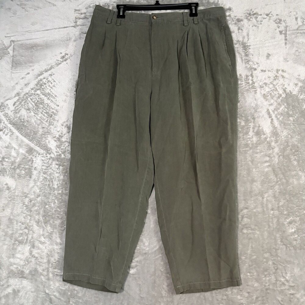 Tommy Bahama Men’s Size 42 Relax Olive Green 100% Silk Pants Casual Vintage